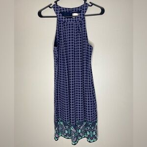 Skies are Blue sleeveless halter navy blue lined dress size small NEW